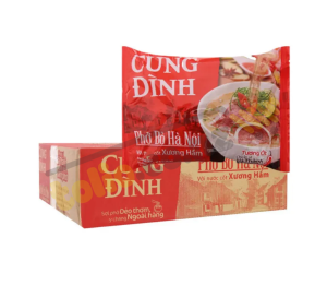 Box of Cung Dinh beef noodle soup 30 x 68g