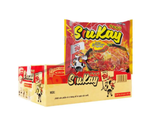 Box of 24 packs of SiuKay beef flavored noodles 127g