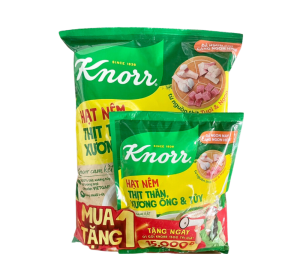 Combo hạt nêm thịt thăn, xương ống, tủy Knorr gói 900g và gói 136g
