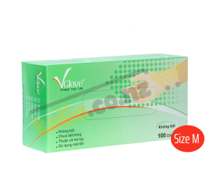 Găng tay y tế không bột VGlove size M hộp 100 cái (50 cặp)