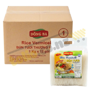 Box of 12 packs of Dong Ba Co Nam fresh rice noodles, 1kg each.