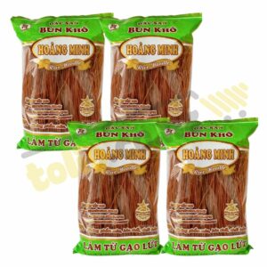 Set of 4 packs of Hoang Minh red brown rice noodles, 500g each.